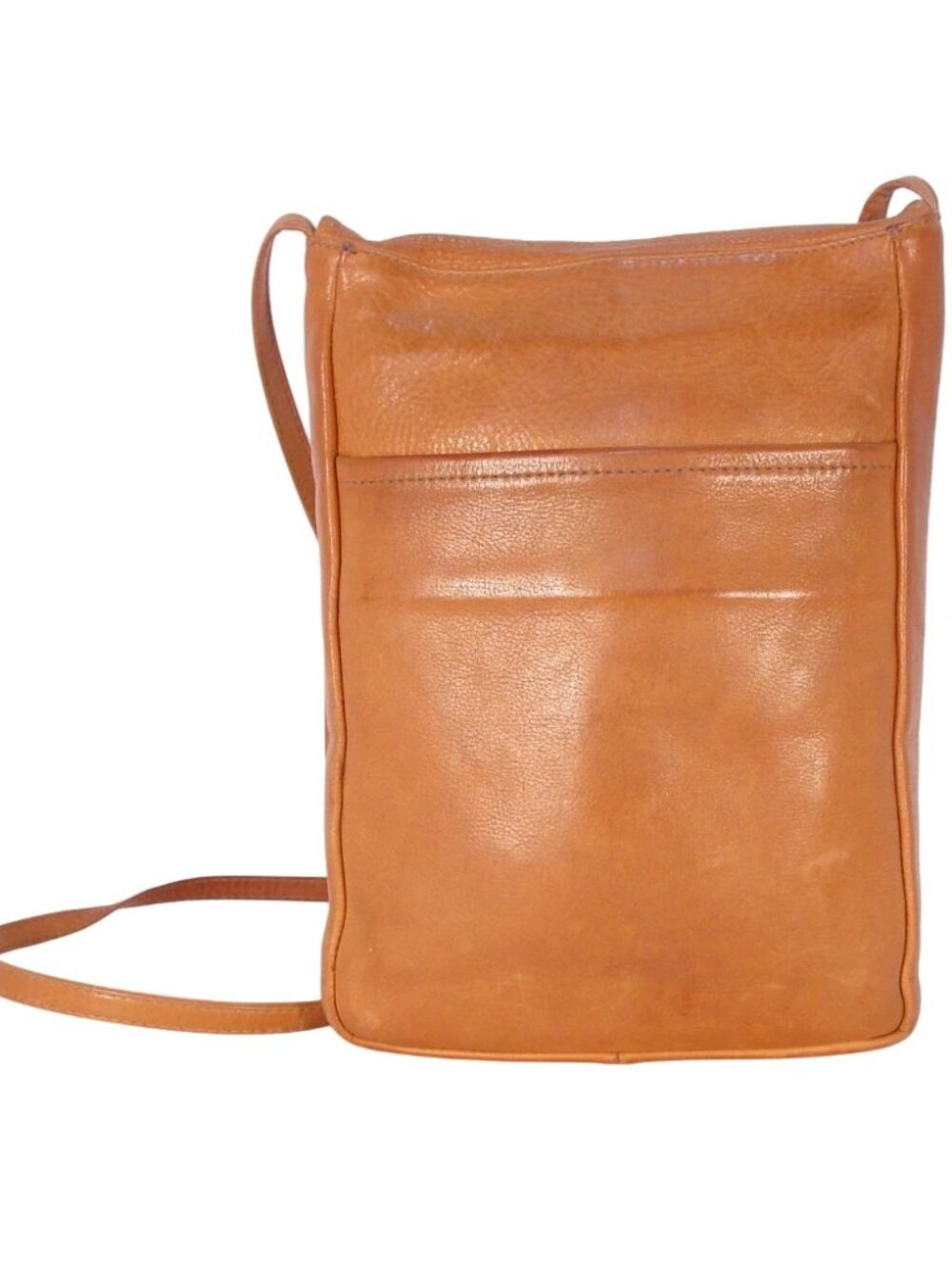JULIA DUREN $150 Vintage Tan Leather Crossbody Bag - Made in USA - Picture 2 of 9